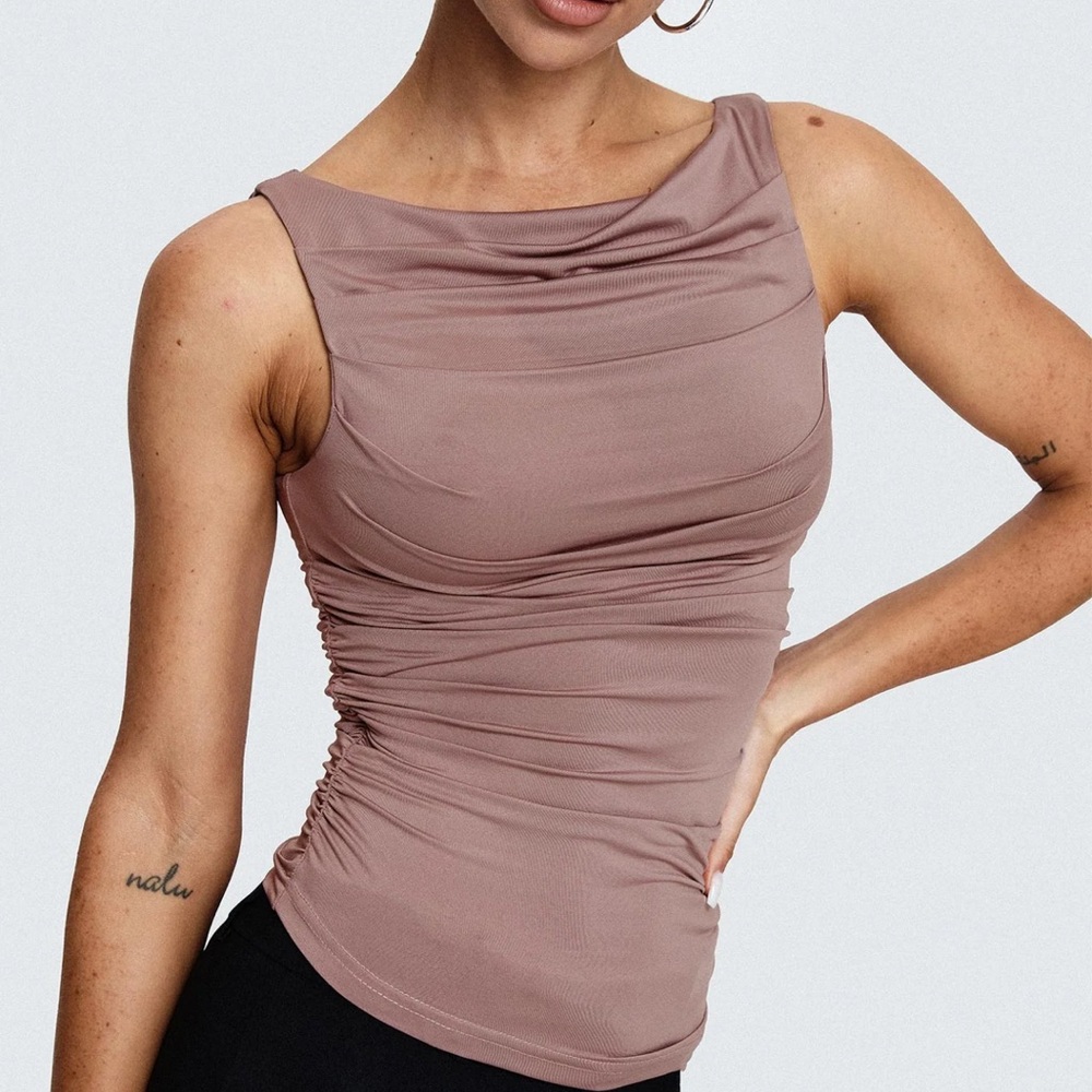 Princess Polly Dusty Pink Ruched Tank Top